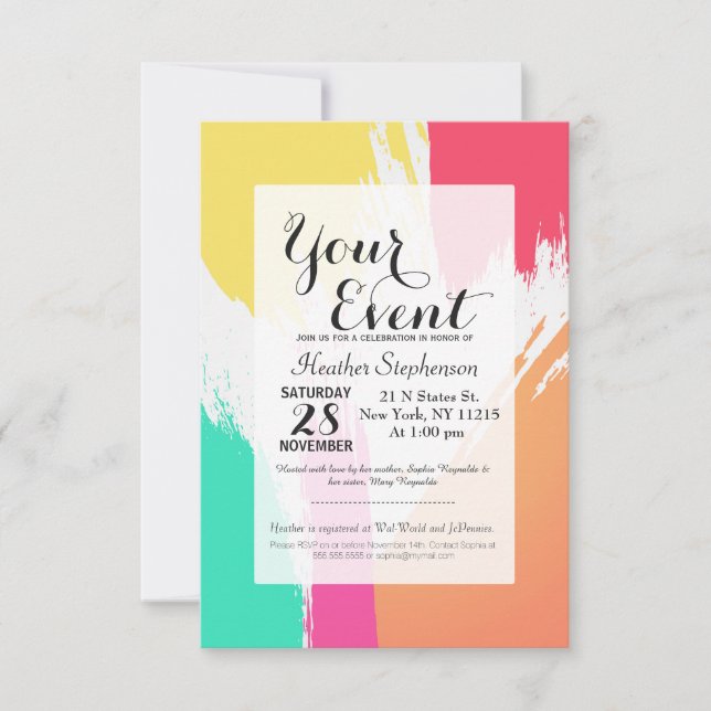 Invitación Pinceles de pintura multicolor (Anverso)