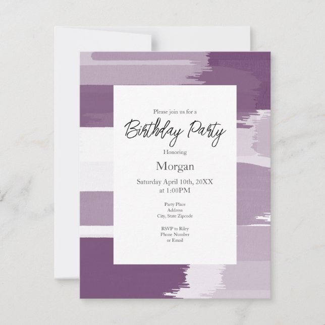 Invitación Pinceles de Plum White (Anverso)