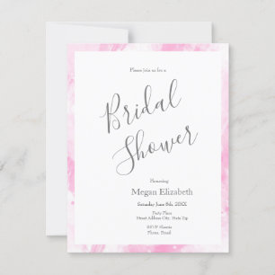 Invitación Pinceles de resumen blanco y rosa suave