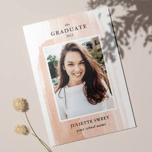 Invitación Pinceles Graduación de Peach Photo Girly