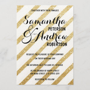 Invitación Pinceles modernos rayas de oro rayas Boda
