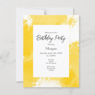 Invitación Pinceles modernos y blancos amarillos