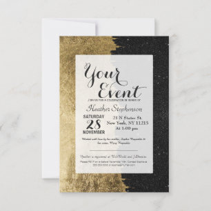 Invitación Pinceles nocturnos de faux Gold y Black Stark