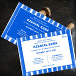 Invitación Pinceles Rayas Azul Personalizado Bar Bat Mitzvah<br><div class="desc">¡Tarjeta perfecta para anunciar una mitzvah de murciélago, el bar mitzvah u otra celebración judía! Hand hizo arte abstracto con brochas sueltas para ti en la parte delantera y trasera. ¡TODO PERSONALIZABLE! Haga clic en "Personalizar" para editar el texto. Haga clic en "editar usando la herramienta de diseño" para ajustar...</div>