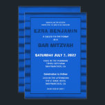 Invitación Pinceles Rayas Azul Personalizado Bar Bat Mitzvah<br><div class="desc">¡Tarjeta perfecta para anunciar una mitzvah de murciélago, el bar mitzvah u otra celebración judía! Hand hizo arte abstracto con brochas sueltas para ti en la parte delantera y trasera. ¡TODO PERSONALIZABLE! Haga clic en "Personalizar" para editar el texto. Haga clic en "editar usando la herramienta de diseño" para ajustar...</div>
