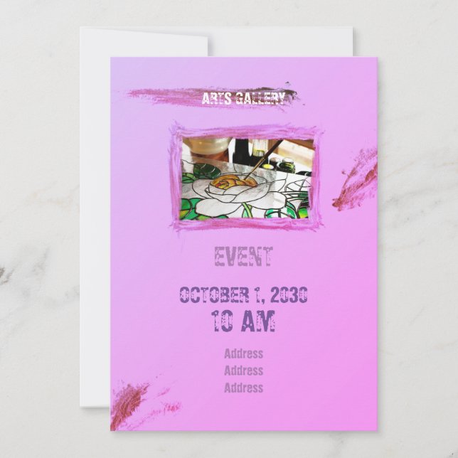 Invitación Pinceles rosas amistosos Mantienen el arte dibujad (Anverso)