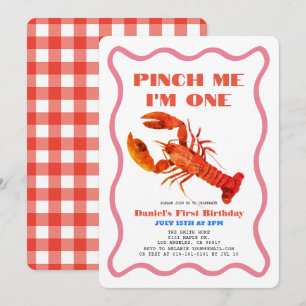 Invitación Pinch Me Retro Crawfish Primer Cumpleaños