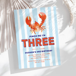 Invitación Pinch Me Soy Tres Lobster Tercer Cumpleaños