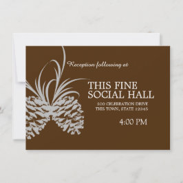Invitación Pine Cone Silhouette Brown y Silver boda