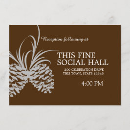 Invitación Pine Cone Silhouette Brown y Silver boda