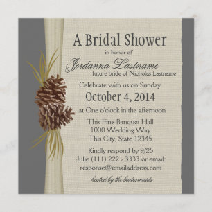 Invitación Pine cone y Burlap Look Bridal Shower