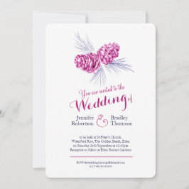 Invitación Pine cones art plum nave invitan a una boda de inv