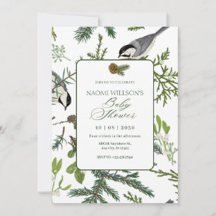 Invitación Pine deja una bebé de aves
