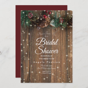 Invitación Pine Garland Sparkle, un Navidad rural de la mader