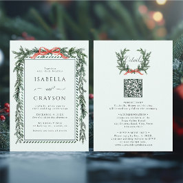 Invitación Pine Garland Wedding All in One Mint Green