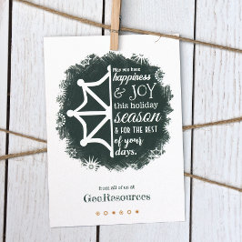 Invitación Pine Green Snowflake Business Holiday Card