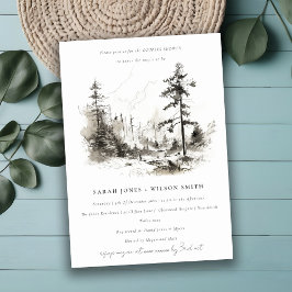 Invitación Pine Mountain Landscape Sketch Couples Shower