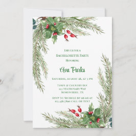 Invitación Pine Needles Red Berry Bachelorette