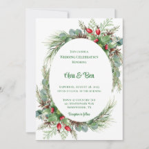 Pine Needles Red Berry Navidades Boda