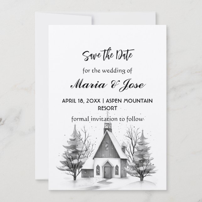 Invitación Pine Tree de la Iglesia de Invierno de Kraft Guard (Anverso)