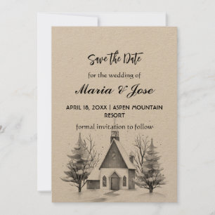 Invitación Pine Tree de la Iglesia de Invierno de Kraft Guard