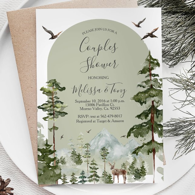 Invitación Pine Tree Forest Mountain Couple Shower Woodland (Subido por el creador)