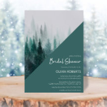 Pine Tree Forest Watercolor Green Bridal Shower