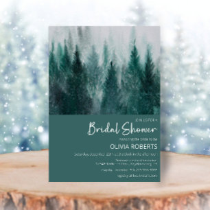 Invitación Pine Tree Forest Watercolor Green Bridal Shower