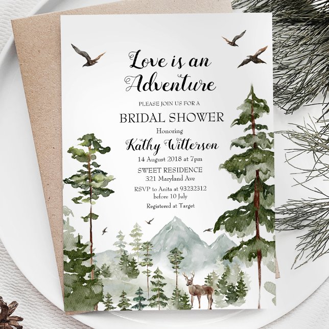 Invitación Pine Tree Love es una ducha de novia de aventura (Subido por el creador)