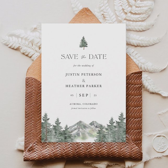 Invitación Pine Tree Mountain Wedding Save The Dates (Subido por el creador)
