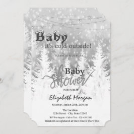 Invitación Pine Trees está frío fuera de Baby Shower