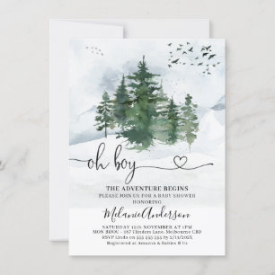Invitación Pine Trees The Adventure Comienza Baby Shower