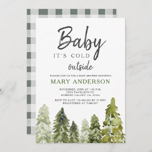 Invitación Pine Trees Winter Baby Shower