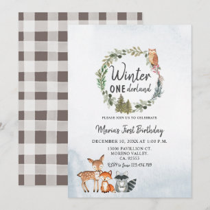 Invitación Pine Trees Woodland Winter Nacido en Tierra de Nac