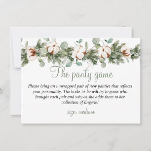 Invitación Pine Winter Bridal Shower The panty game Card