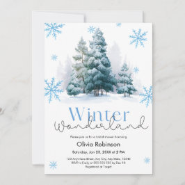 Invitación Pine Winter Wonderland Snowflakes Bridal Shower
