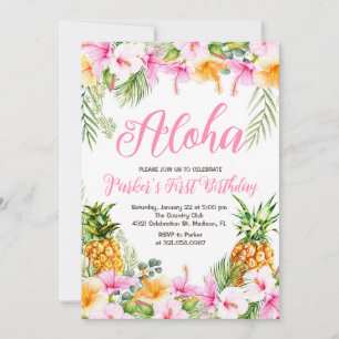 Invitación Pineapple Aloha Primera Fiesta de Cumpleaños