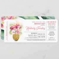 Pineapple Beach Boarding Pass Ticket Cumpleaños