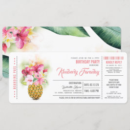 Invitación Pineapple Beach Boarding Pass Ticket Cumpleaños