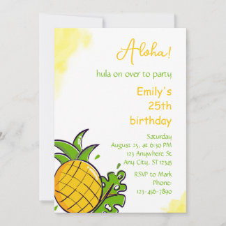 Invitación Pineapple birthday party invitation template