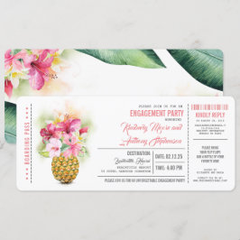 Invitación Pineapple Boarding Pass Ticket Engagement Party
