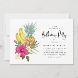 Invitación Pineapple e Hibiscus Tropical Luau Cumpleaños