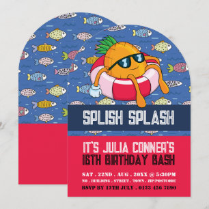 Invitación Pineapple Float, Personalizado Fiesta de Piscina