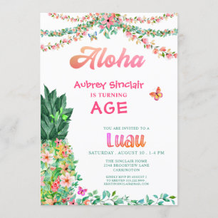 Invitación Pineapple floral tropical Luau CUALQUIER EDAD Cump