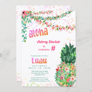 Invitación Pineapple floral tropical Luau CUALQUIER EDAD Cump