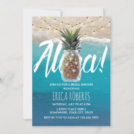 Invitación Pineapple Mason Jar Aloha Beach Bridal Shower