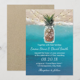 Invitación Pineapple Mason Jar String Lights Beach Wedding