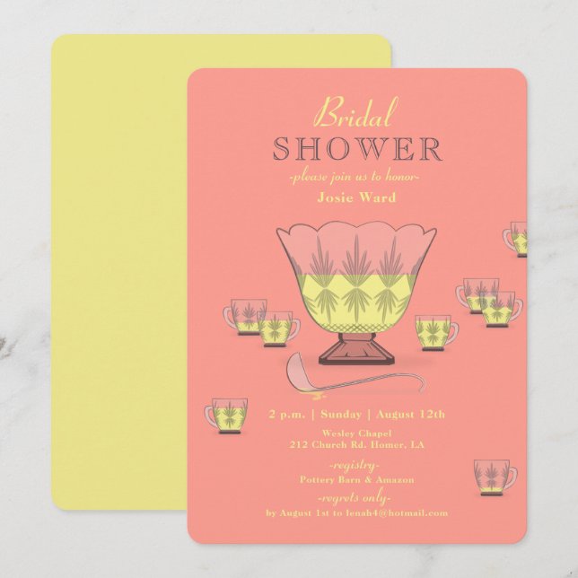 Invitación Pineapple Punch Crystal Punch Bowl Bridal Shower (Anverso / Reverso)