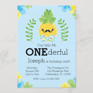 Invitación Pineapple Sr. Onemaravilloso Primer Cumpleaños