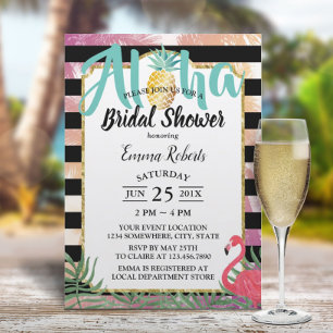 Invitación Pineapple tropical Aloha Flamingo Bridal Shower